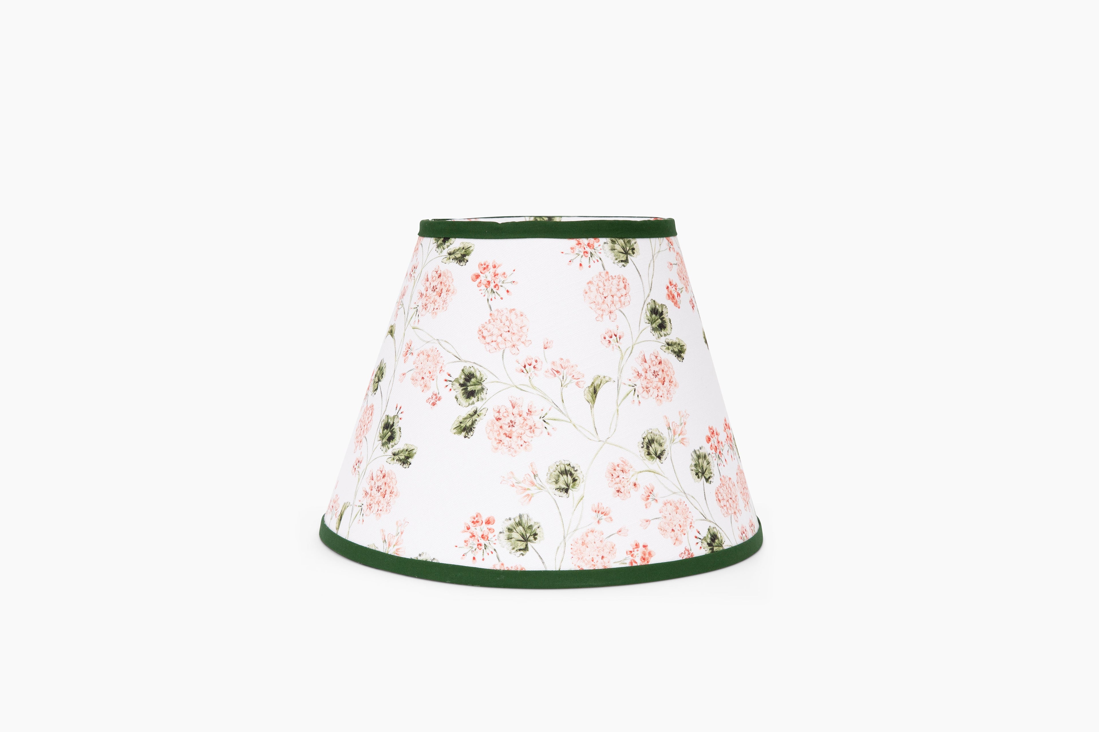 Medium Geranium Lampshade, Green Velvet Trim