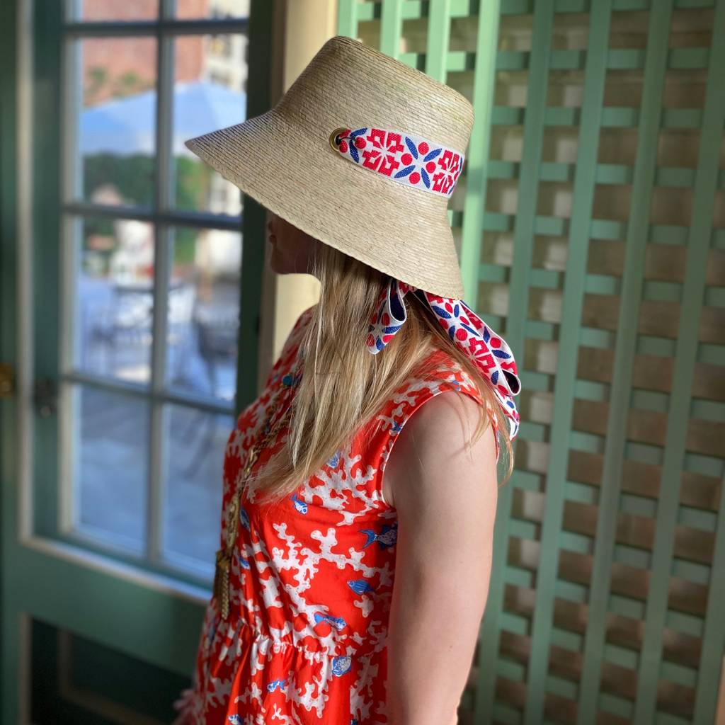 Clematis Bucket Hat - Antique Eyelet Scalloped Lace Ribbon