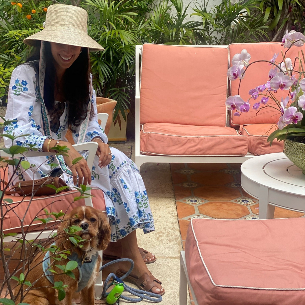 Clematis Bucket Hat - Coral Wide & Short Grosgrain Ribbon