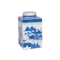Blue and White Porcelain Canton Lidded Tea Jar