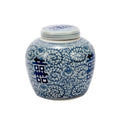 Blue & White Porcelain Double Happiness Floral Lidded Jar