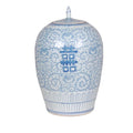 Blue and White Porcelain Double Happiness Melon Jar With Stem