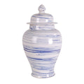 Blue and White Porcelain Marbleized Swirl Ginger Jar