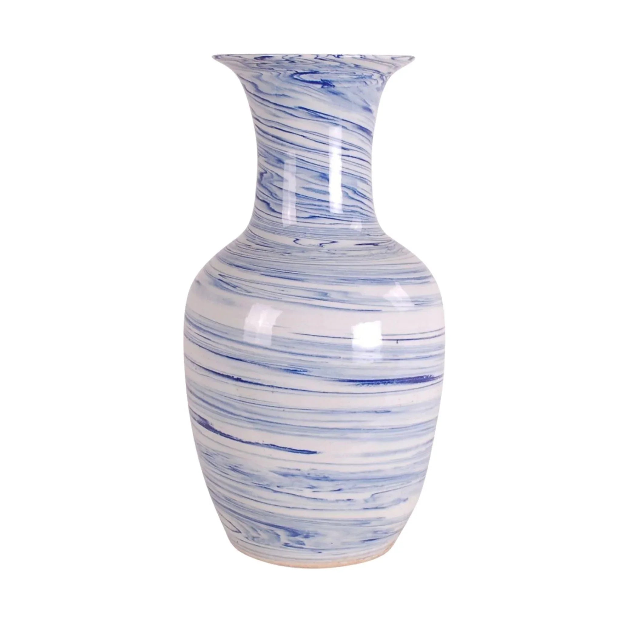 Blue and White Porcelain Marbleized Swirl Vase