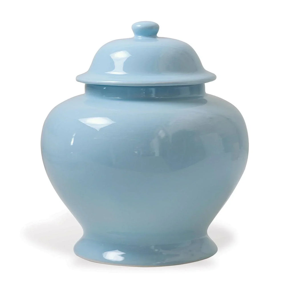 Blue Glaze Short Porcelain Lidded Ginger Jar