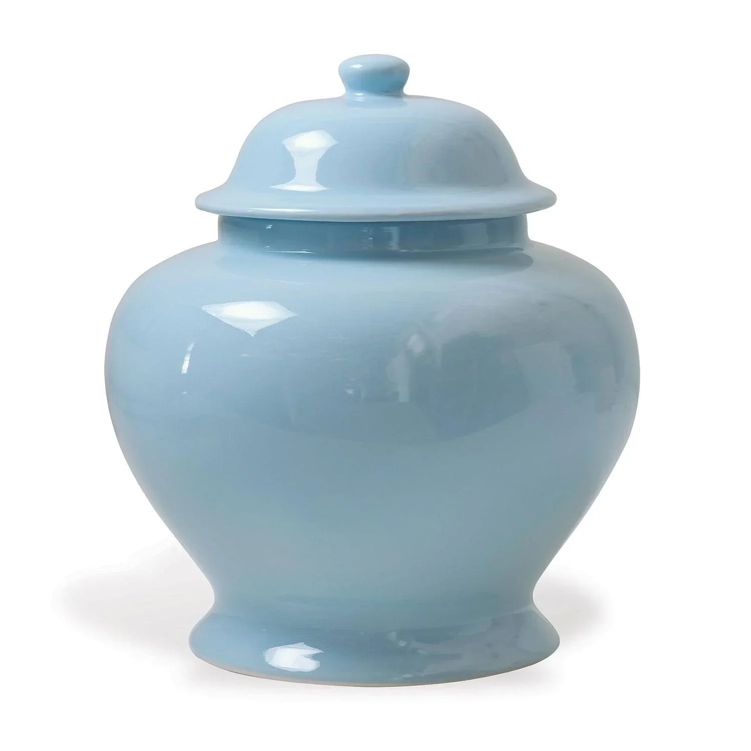 Blue Glaze Short Porcelain Lidded Ginger Jar