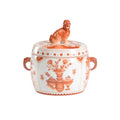 Hand Painted Orange and White Covered Porcelain Jar