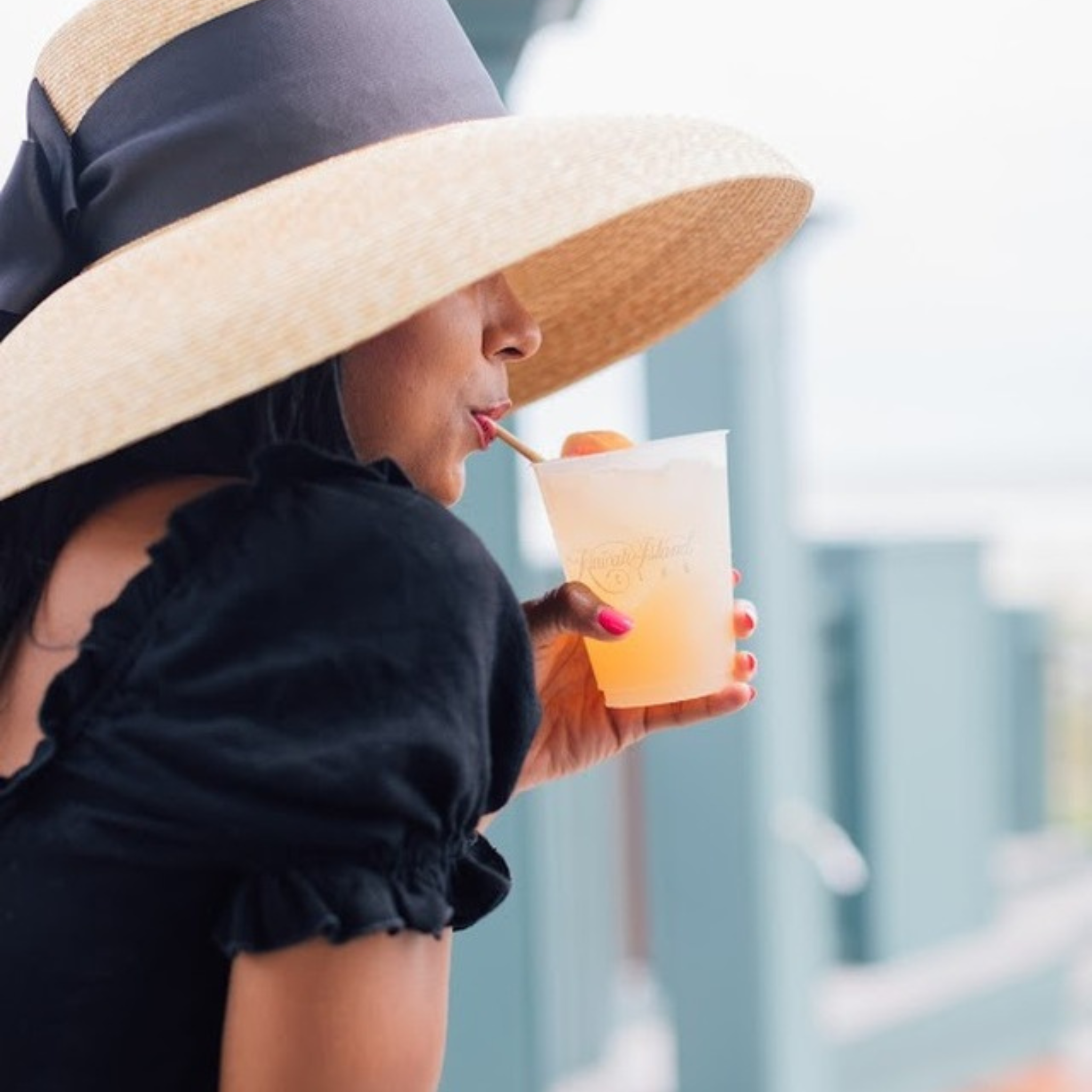 Straw Sun Hat With Flat Bow