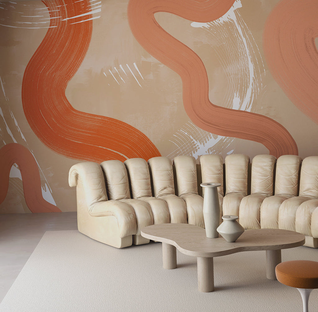 Untamed© Mural Wallpaper in Tangerine